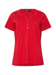 M&Co Natural Short Sleeve 100% Cotton Henley Top - Image 5 of 5