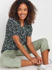 M&Co Black Short Sleeve Boho Print Top - Image 4 of 5