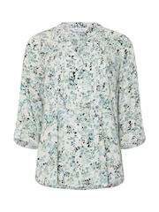M&Co Green Pintuck Long Sleeve Printed Top - Image 5 of 5