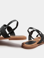 Long Tall Sally Black T Bar Plaited Leather Sandals - Image 4 of 5