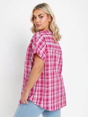 Yours Curve Pink Textured Notchneck Blouse - Image 3 of 5
