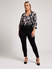 Yours Curve Black London Pleated Front Blouse - Image 3 of 5