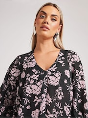 Yours Curve Black London Pleated Front Blouse - Image 4 of 5