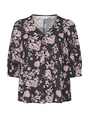 Yours Curve Black London Pleated Front Blouse - Image 5 of 5