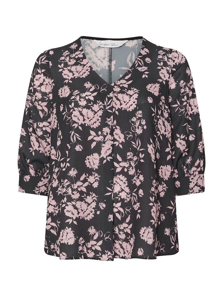 Yours Curve Black London Pleated Front Blouse - Image 5 of 5