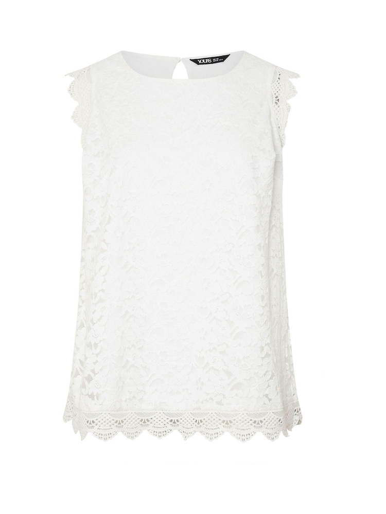 Yours Curve White Lace Shell Top - Image 5 of 5