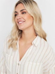 Yours Curve Natural Washed Desert Striped Shirt - Image 3 of 5