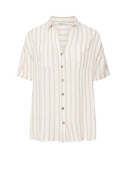 Yours Curve Natural Washed Desert Striped Shirt - Image 5 of 5