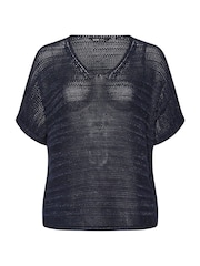 Yours Curve Blue Metallic Knitted Cover-Up - Image 10 of 10