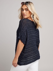 Yours Curve Blue Metallic Knitted Cover-Up - Image 4 of 10
