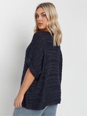 Yours Curve Blue Metallic Knitted Cover-Up - Image 8 of 10