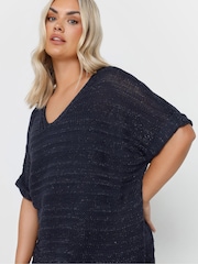Yours Curve Blue Metallic Knitted Cover-Up - Image 9 of 10