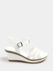 Yours Curve White Wide Fit Extra Wide Fit T-Bar Heeled Sandals - Image 3 of 5
