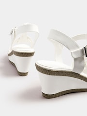Yours Curve White Wide Fit Extra Wide Fit T-Bar Heeled Sandals - Image 4 of 5