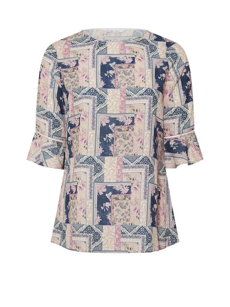 Yours Curve Blue London Crochet Trim Blouse - Image 1 of 1
