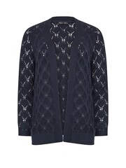 M&Co Blue Petite Edge To Edge Mid Length Crochet Cardigan - Image 5 of 5