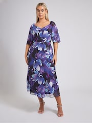 Yours Curve Blue London V-Neck Maxi Dress - Image 1 of 5