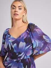 Yours Curve Blue London V-Neck Maxi Dress - Image 3 of 5