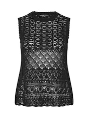 Yours Curve Black Co-ord Pointelle Stitch Top - Image 6 of 6
