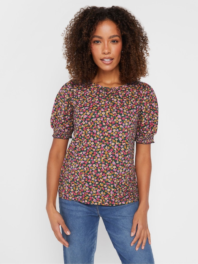 M&Co Orange Shirred Cuff T-Shirt - Image 1 of 5