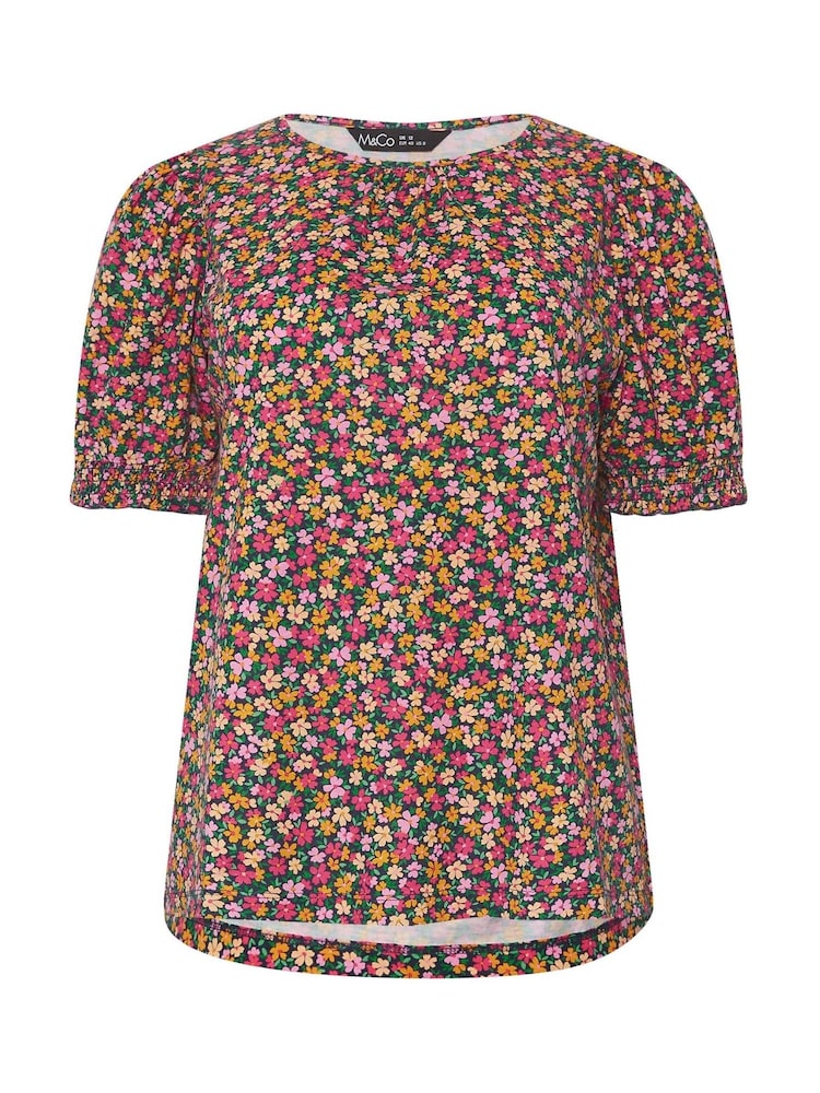 M&Co Orange Shirred Cuff T-Shirt - Image 5 of 5