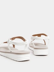 Yours Curve White Wide Fit Extra-Wide Fit Diamante T Bar Sandal - Image 4 of 5