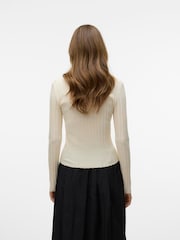 VERO MODA Cream Long Sleeve Scoop Neck Knitted Top - Image 3 of 6