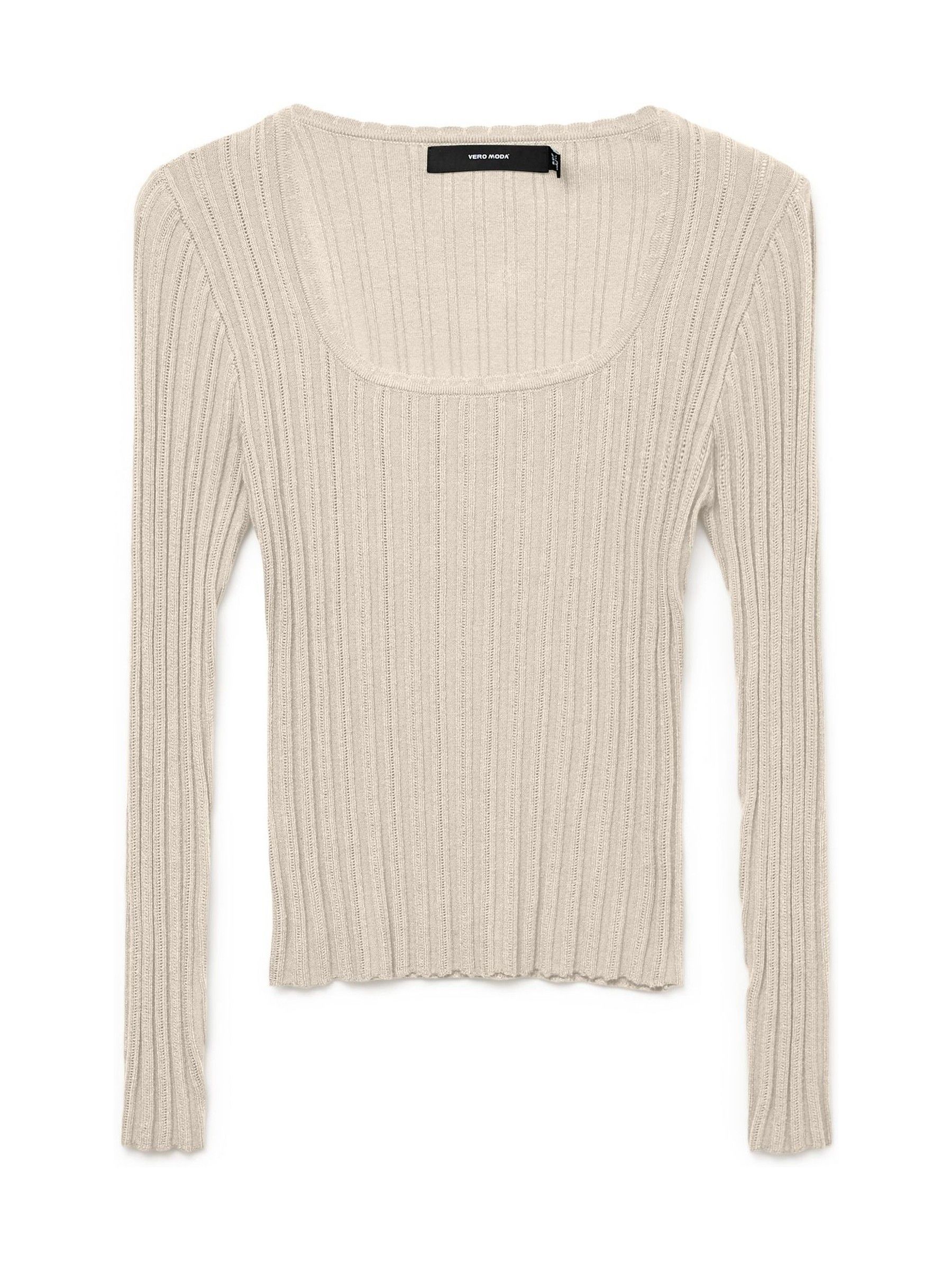 VERO MODA Cream Long Sleeve Scoop Neck Knitted Top - Image 6 of 6
