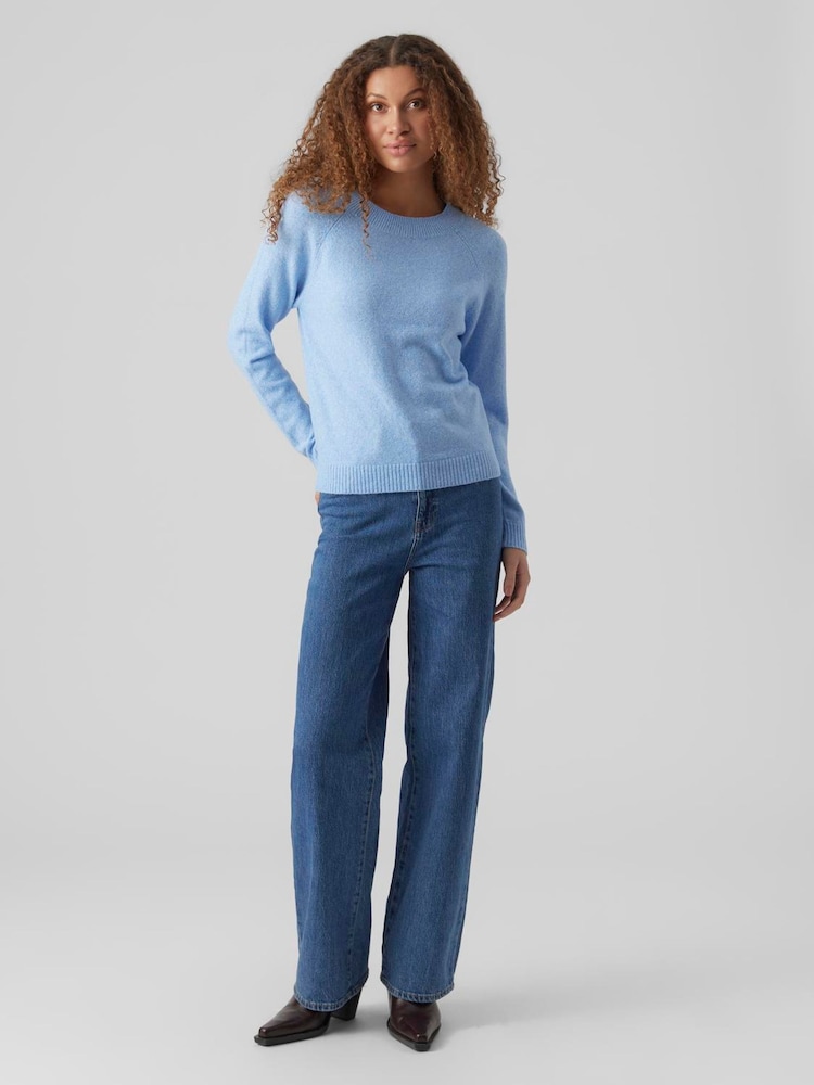 VERO MODA Blue Round Neck Knitted Jumper - Image 1 of 4