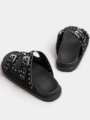 Yours Curve Black Extra Wide Fit Extra-Wide Fit Studded Buckle Sliders - Image 4 of 4
