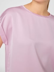 VILA Purple Short Sleeve Satin and Jersey Top - Image 4 of 5