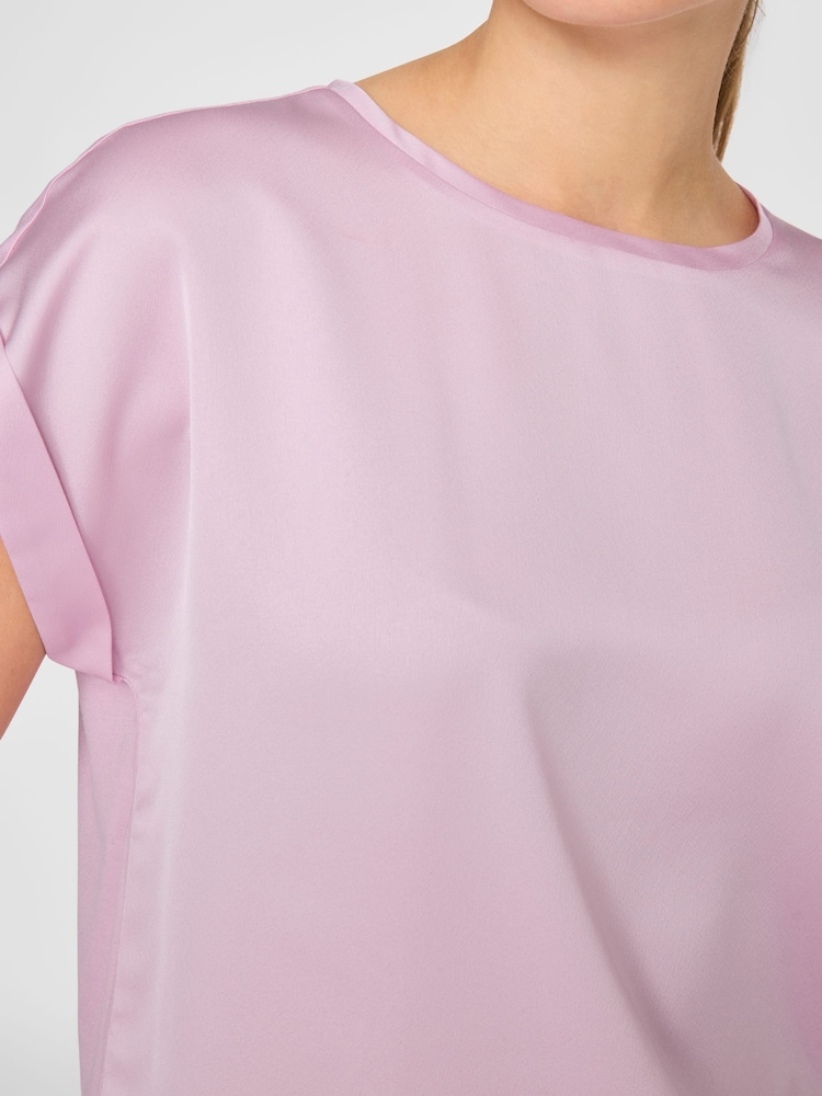 VILA Purple Short Sleeve Satin and Jersey Top - Image 4 of 5