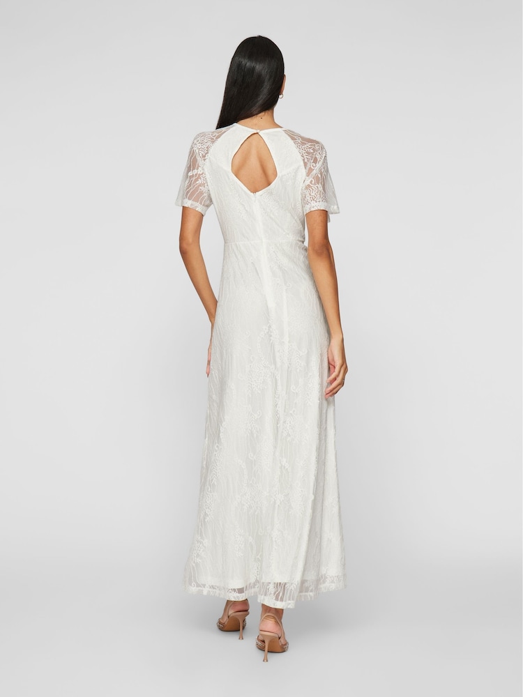 Weiß - VILA Angel Short Sleeve Lace Maxi Occasion Dress - Bild 2 von 7 Weiß - VILA Angel Short Sleeve Lace Maxi Occasion Dress - Bild 2 von 7