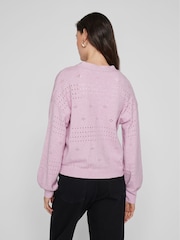 VILA Pink Button Down Knitted Cardigan - Image 2 of 5