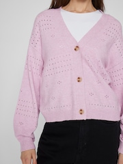 VILA Pink Button Down Knitted Cardigan - Image 4 of 5