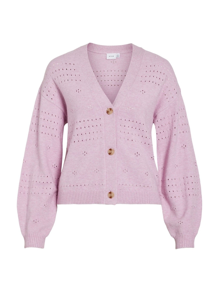 VILA Pink Button Down Knitted Cardigan - Image 5 of 5