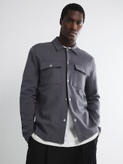 River Island Grey Slim Fit Jersey Overshirt - Image 1 of 5