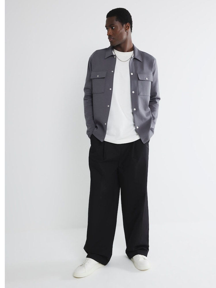 River Island Grey Slim Fit Jersey Overshirt - Image 2 of 5