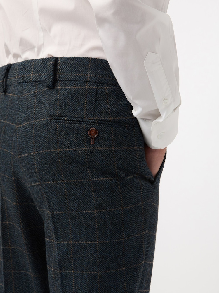 Antique Rogue Blue Dax Herringbone Check Trousers - Image 2 of 2