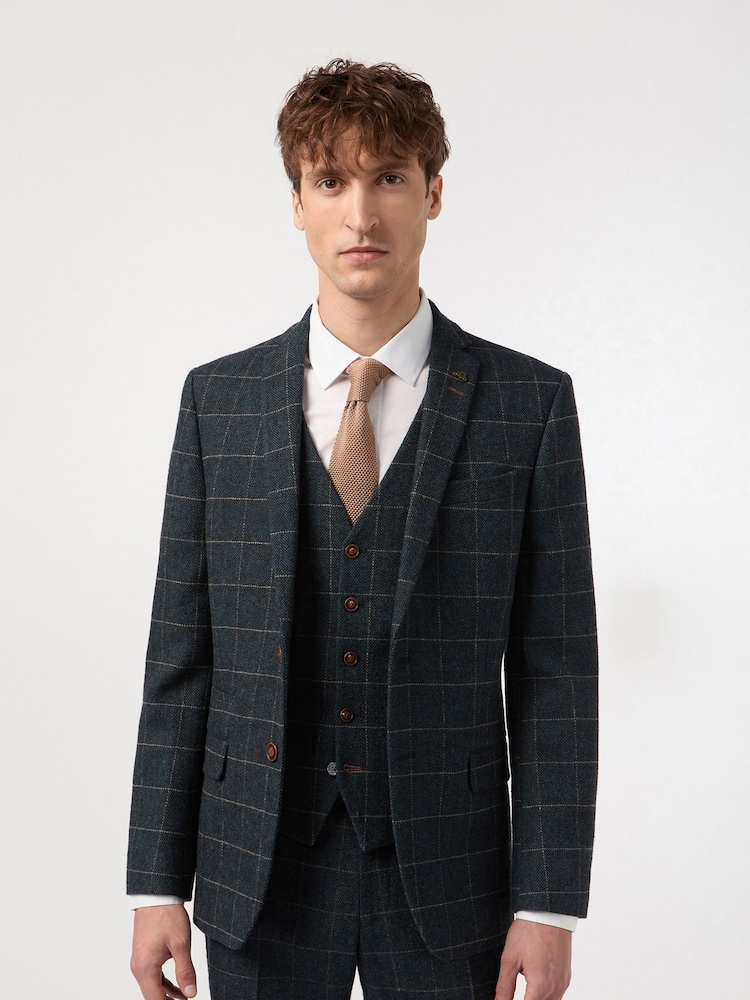 Antique Rogue Blue Dax Herringbone Check Jacket - Image 1 of 3