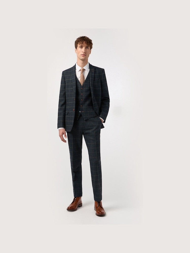 Antique Rogue Blue Dax Herringbone Check Jacket - Image 2 of 3