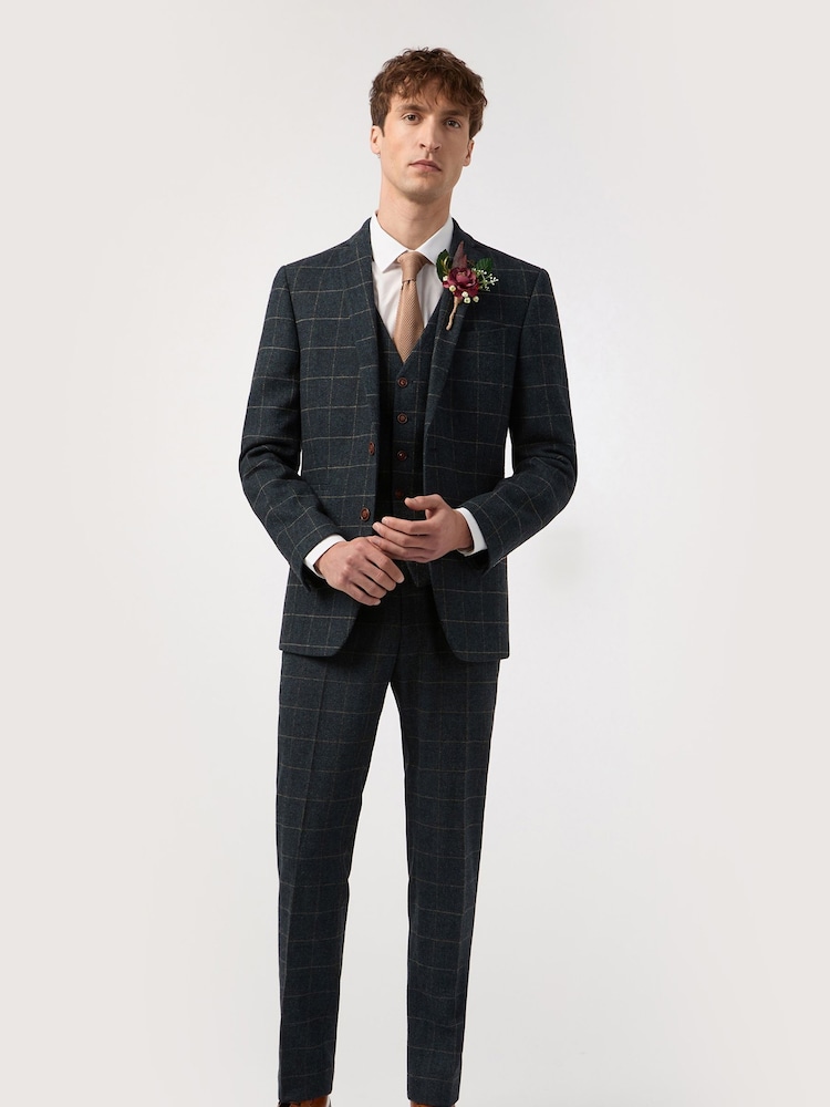 Antique Rogue Blue Dax Herringbone Check Jacket - Image 3 of 3