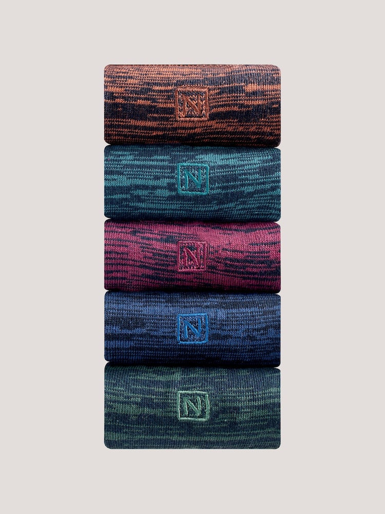 Rich Orange/Blue 5 Pack Embroidered Lasting Fresh Socks - Image 1 of 9 Rich Orange/Blue 5 Pack Embroidered Lasting Fresh Socks - Image 1 of 9