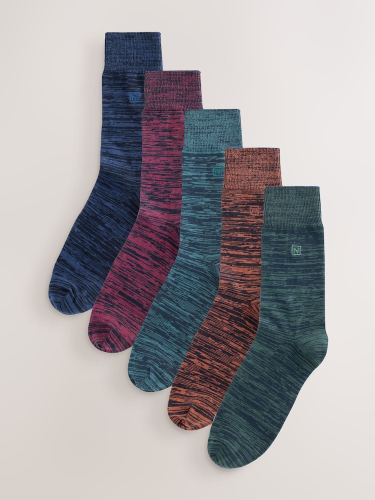 Rich Orange/Blue 5 Pack Embroidered Lasting Fresh Socks - Image 2 of 9 Rich Orange/Blue 5 Pack Embroidered Lasting Fresh Socks - Image 2 of 9