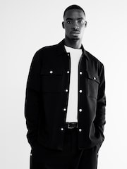 River Island Black Slim Fit Jersey Overshirt - Image 1 of 5