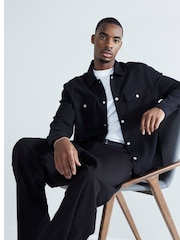 River Island Black Slim Fit Jersey Overshirt - Image 2 of 5