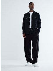River Island Black Slim Fit Jersey Overshirt - Image 3 of 5