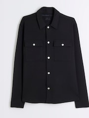 River Island Black Slim Fit Jersey Overshirt - Image 4 of 5