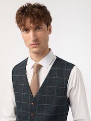 Antique Rogue Blue Dax Teal Herringbone Check Waistcoat - Image 2 of 2