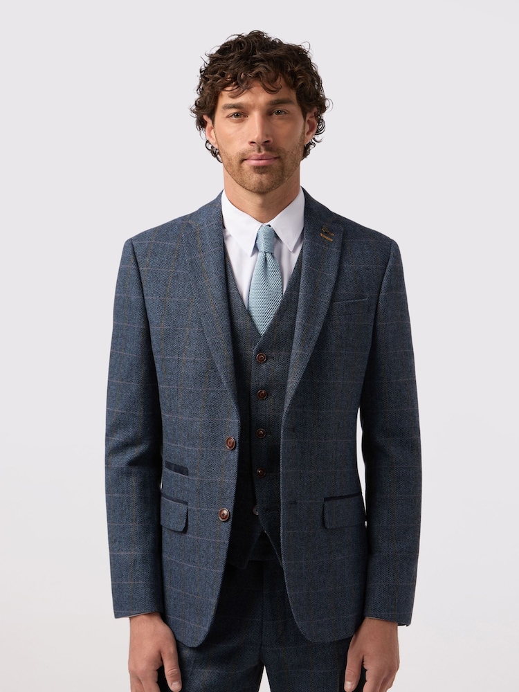 Antique Rogue Blue Maverick Hbone Check Jacket - Image 1 of 4